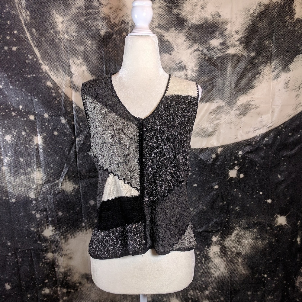 Anthro Curio Wool Blend Patchwork Sleevele…